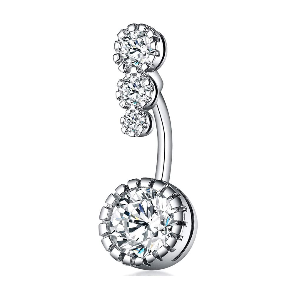 SANNIDHI 316L Stainless Steel Belly Button Rings Navel Rings for Women Girls Navel Rings Paved With CZ Body Piercing Fancy Belly Piercing Jewelry SANNIDHI 316L Stainless Steel Belly Button Rings Navel Rings for Women Girls Navel Rings Paved With CZ Body Piercing Fancy Belly Piercing Jewelry
